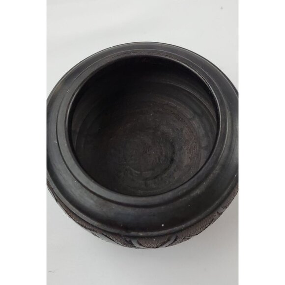 Vintage Africa Wooden Bowl Carved Round Elephants with Lid - Picture 4 of 8